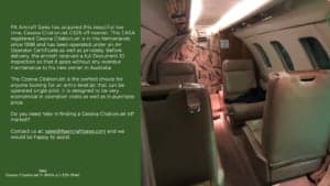 Interior view of the Cessna CitationJet cabin.