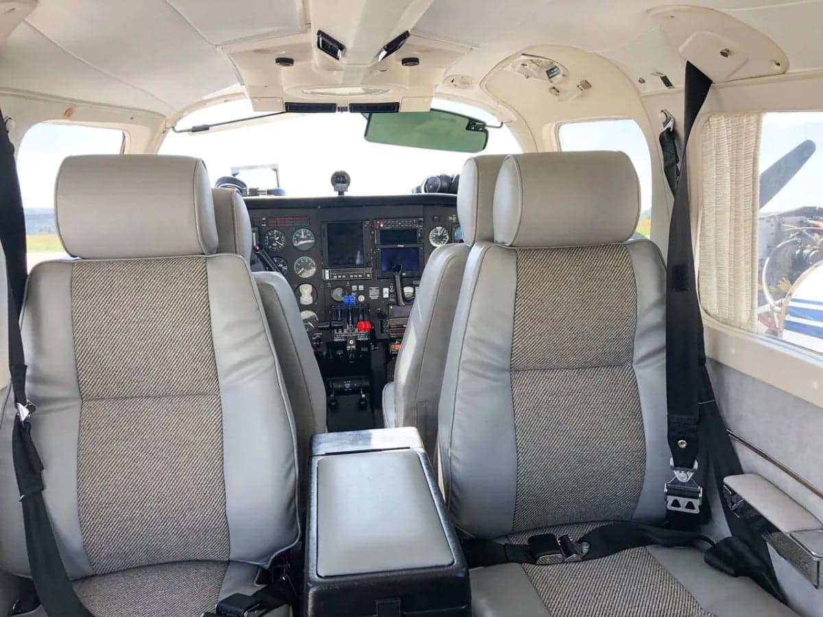 View of the aircraft's cabin seats.
