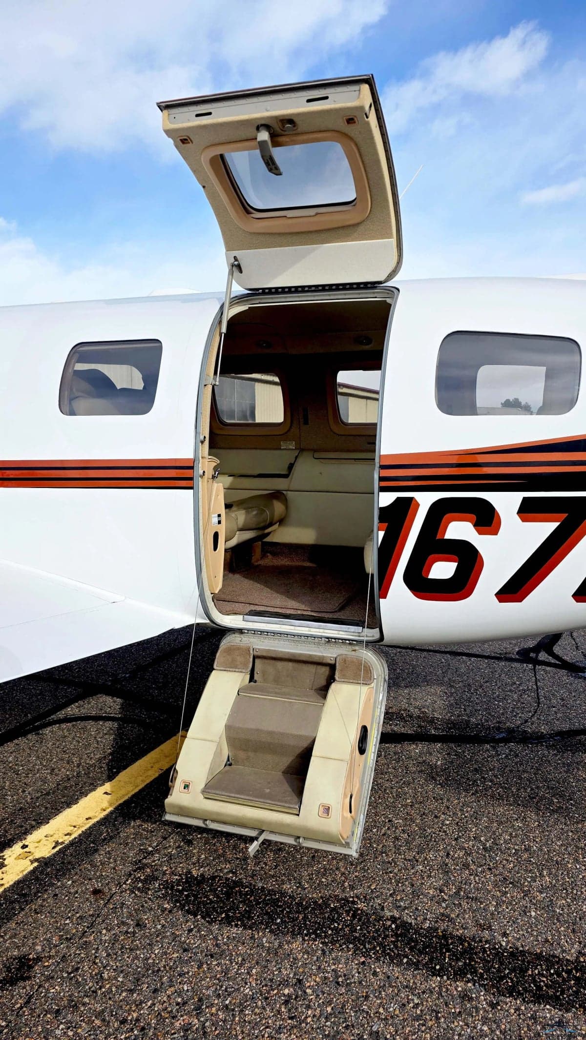 Open door and steps of the N4167A aircraft.