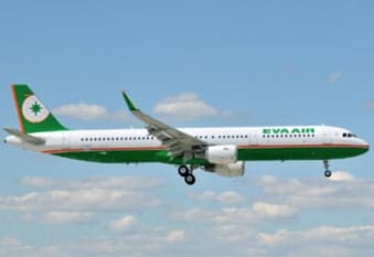EVA Air Airbus A321 in flight.