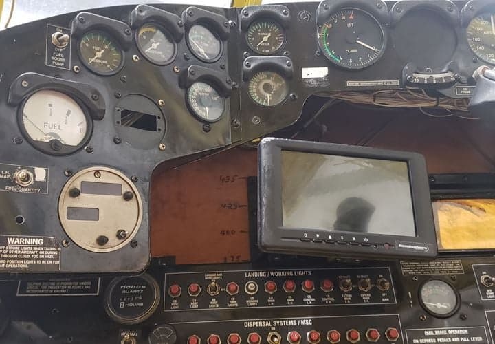 Detailed view of the aircraft's instrument panel and controls.