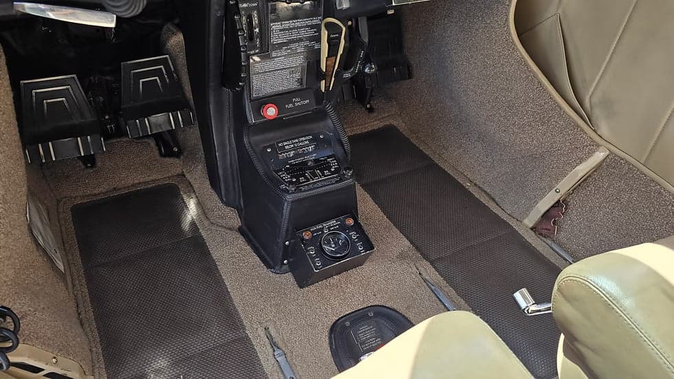 Interior view of the Cessna 207A Turbo Stationair 800, showing the floor and lower portion of the cockpit.