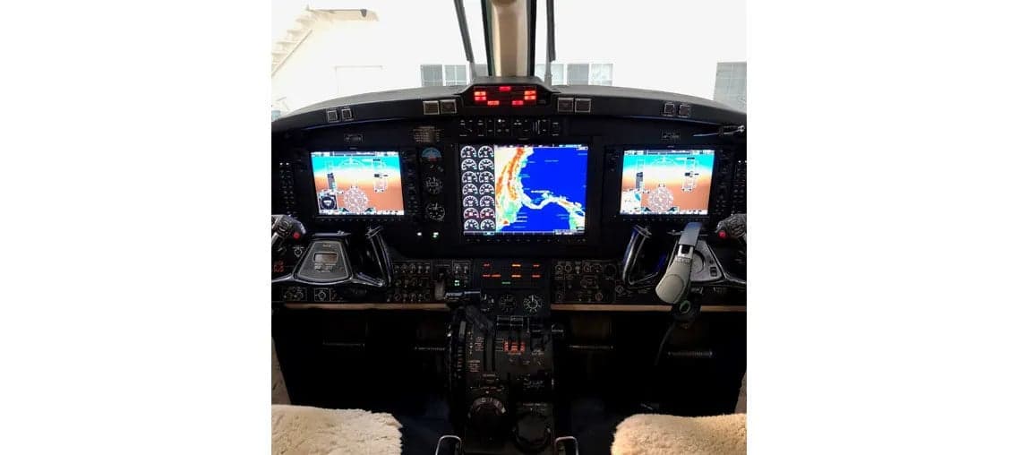 King Air cockpit instrument panel with navigation displays.