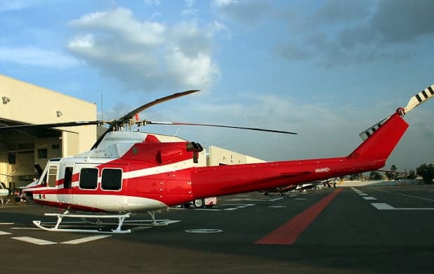 Helicopter cockpit instrument panel.