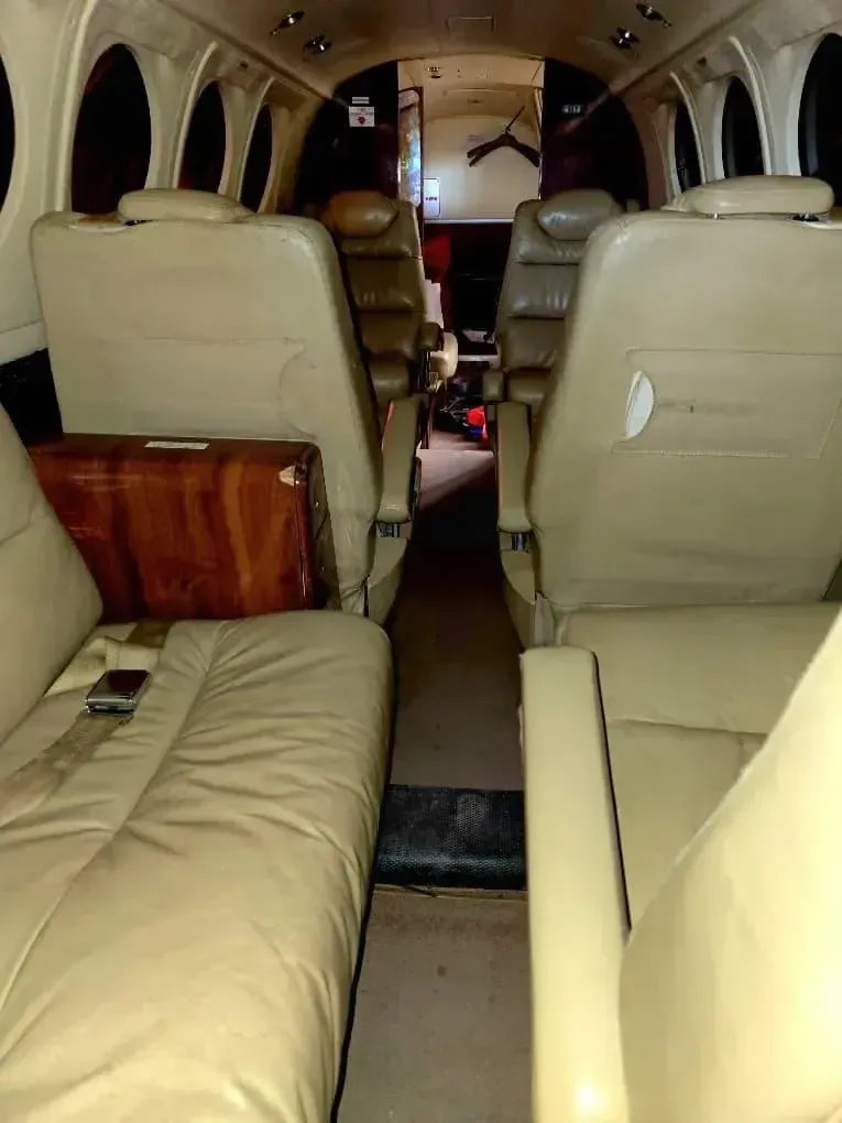 View of the aircraft's cabin seats.