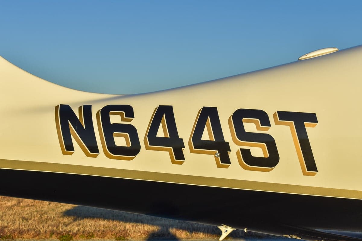 Front quarter view of the Columbia 350 aircraft N644ST on the ground.