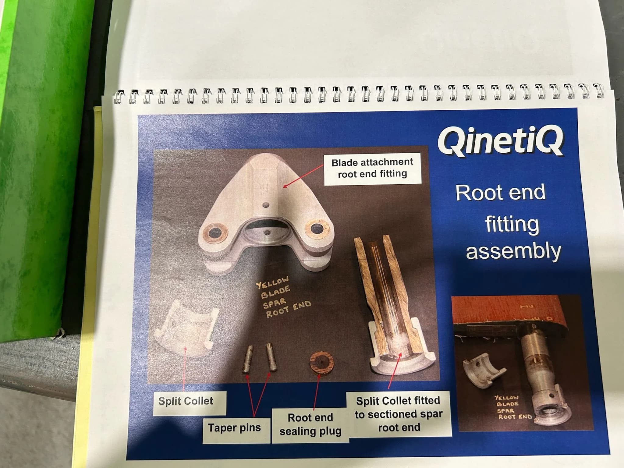 QinetiQ document showing root end fitting assembly.