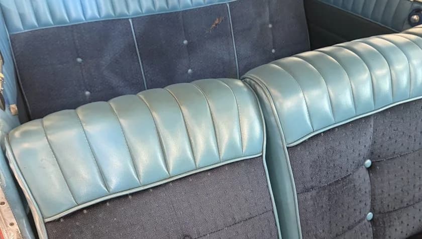 Close-up of the aircraft cabin seats.