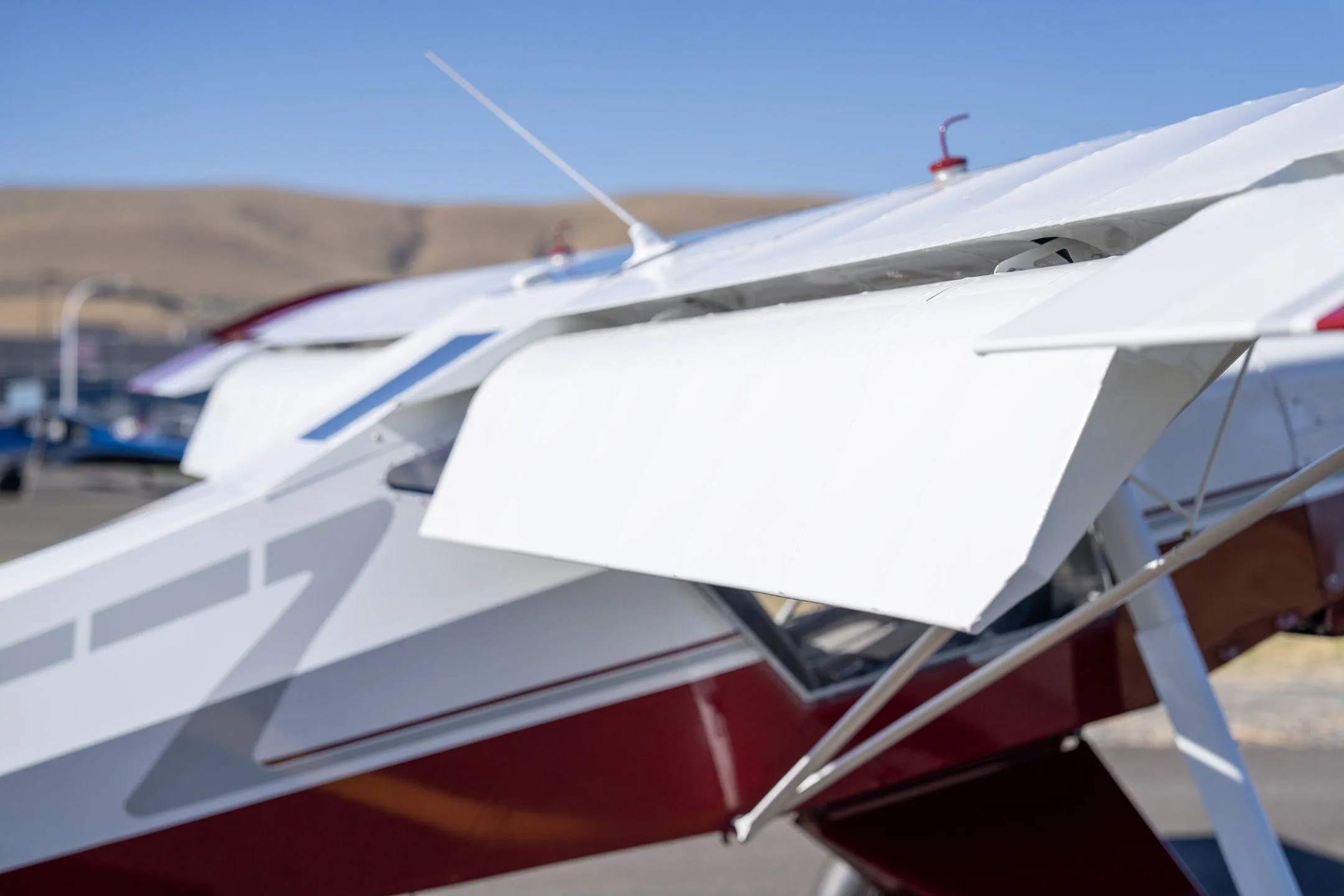 Close-up of the white flaps on the wing of a Just Aircraft SuperSTOL.