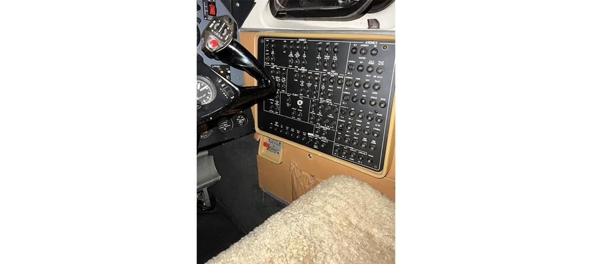 Close-up of the Beechcraft King Air cockpit controls and instrument panel.