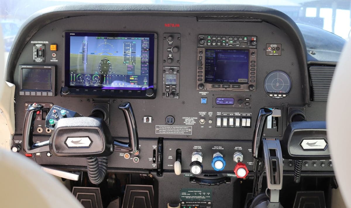 Detailed view of the aircraft's instrument panel and controls.
