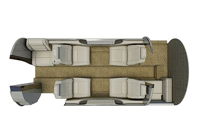 Overhead diagram of the aircraft's interior layout.