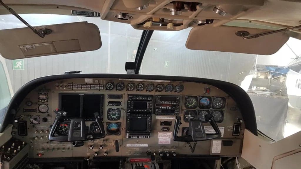 The cockpit instrument panel of the Cessna Caravan aircraft.
