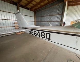 Tail section of a Cessna 172 with tail number N2848Q.