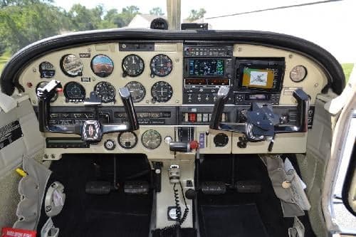 Detailed view of the aircraft's instrument panel and controls.