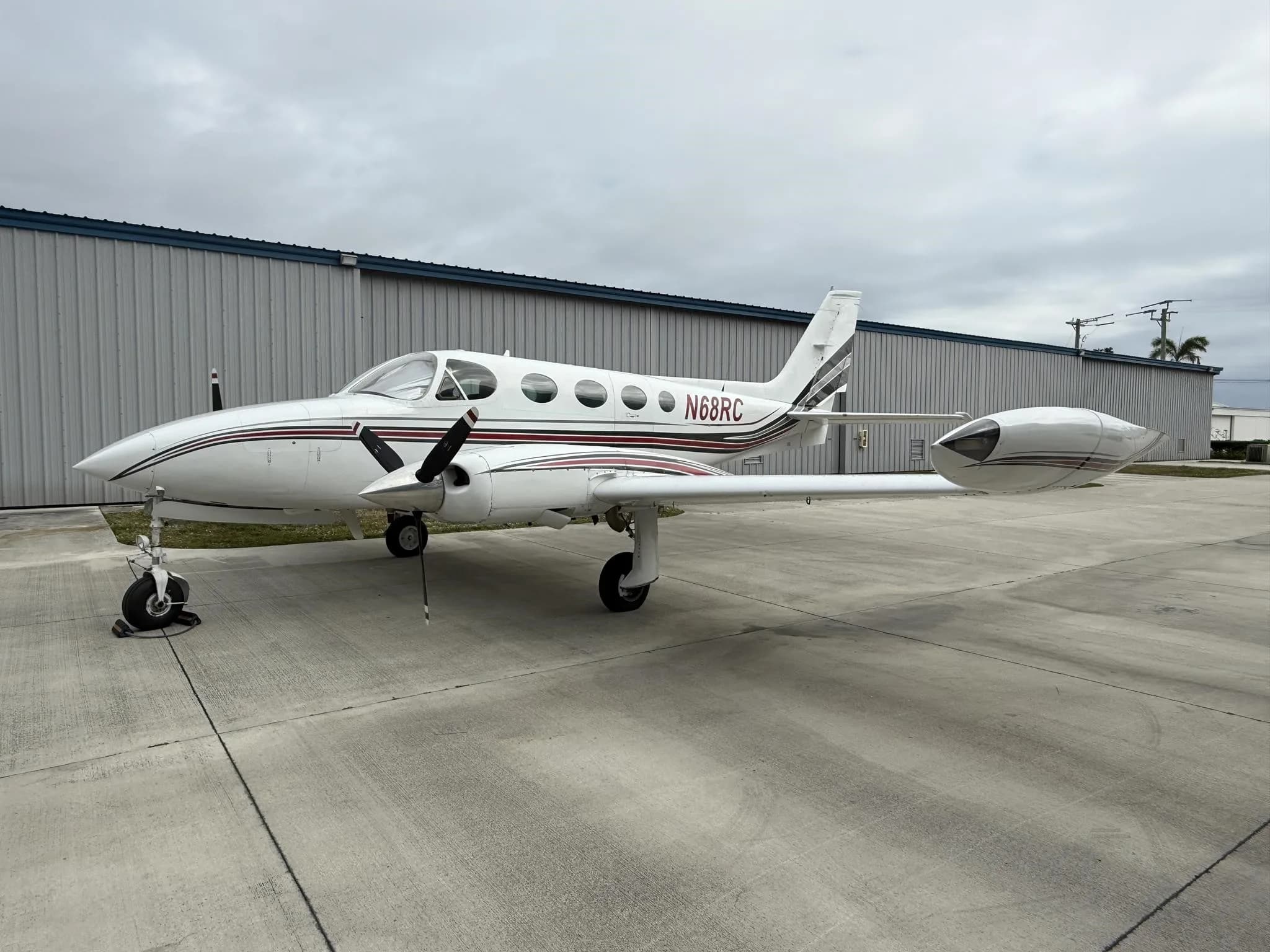 A Cessna 340A parked on the tarmac.