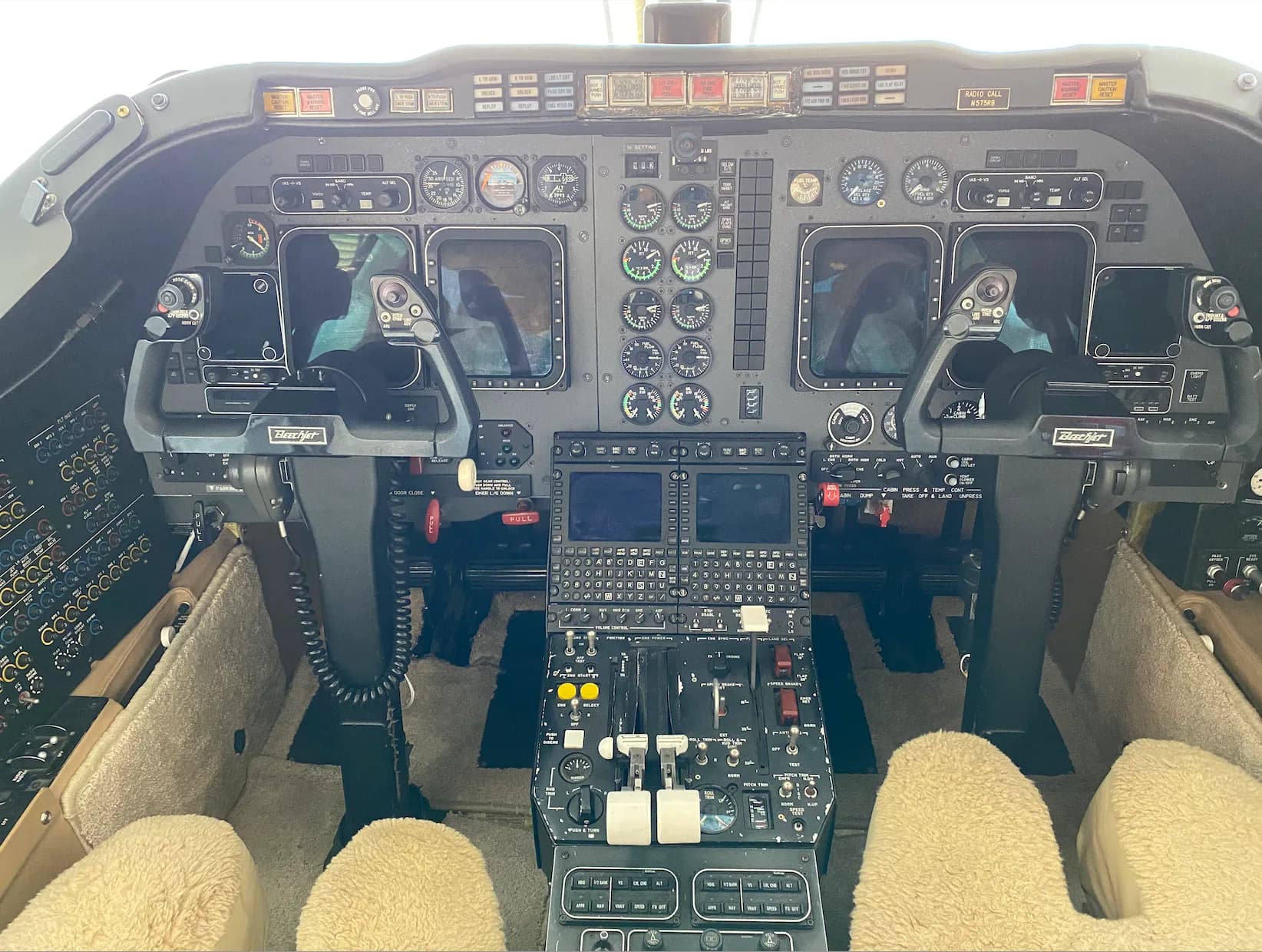 Detailed view of the aircraft's instrument panel and controls.