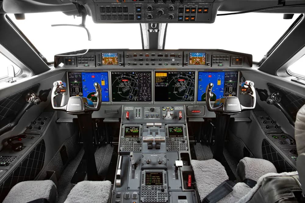 Detailed view of the aircraft's cockpit instrument panel.