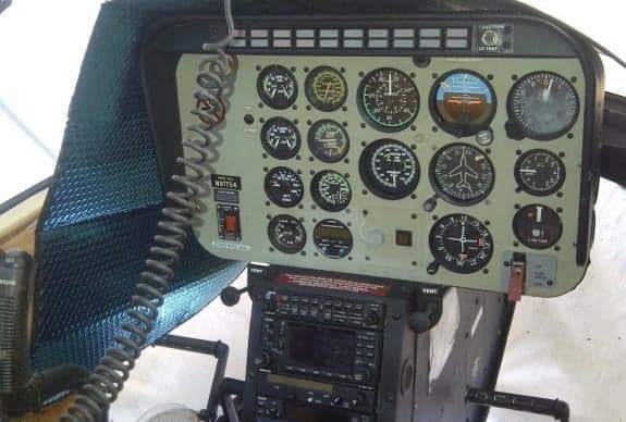 Close-up of the helicopter's instrument panel.
