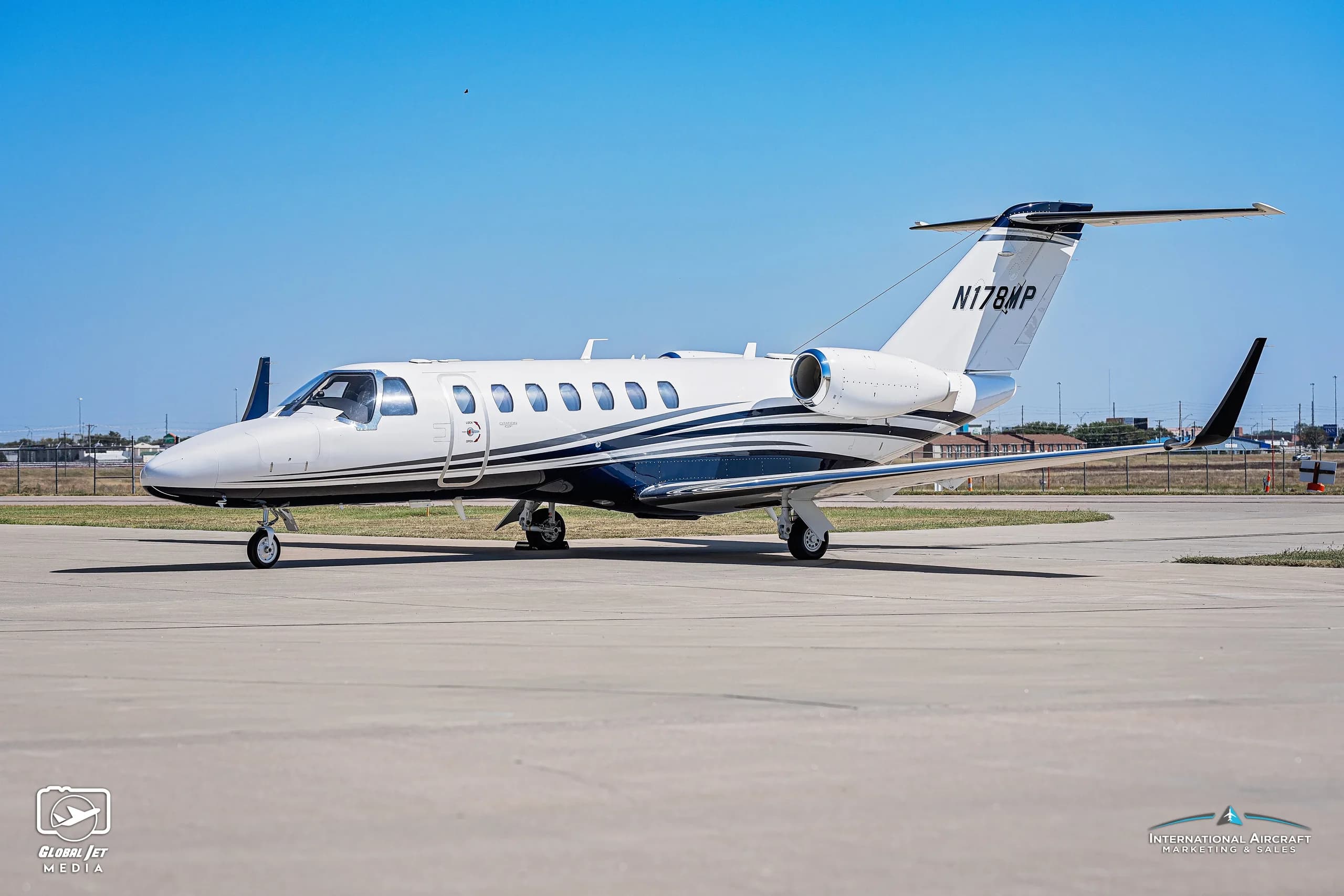 A Cessna Citation CJ3+ on the tarmac.