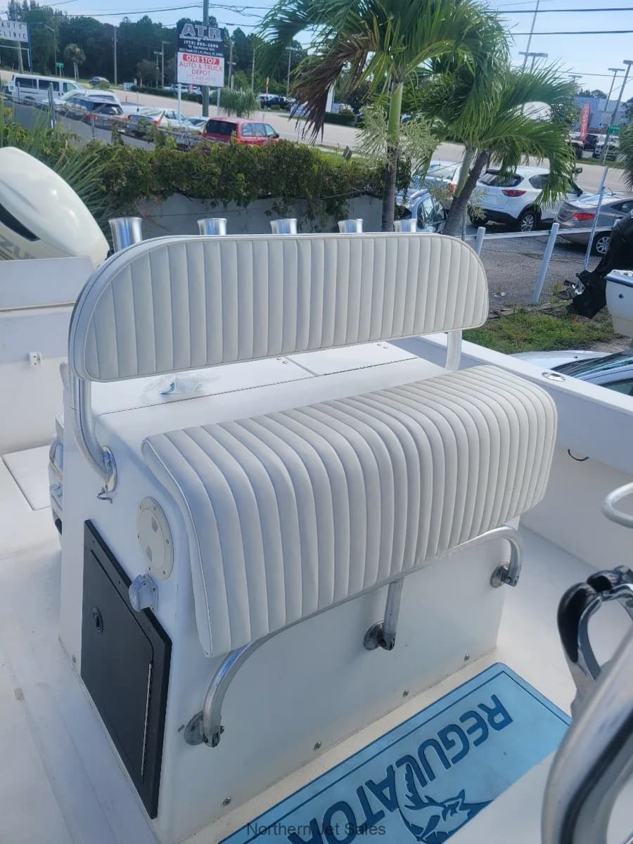 Close-up of the boat's rear seating area.