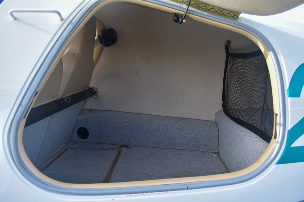 Interior view of the seats and side panel in a Columbia 400 aircraft.