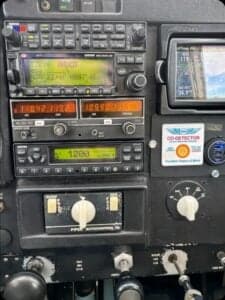 Close-up view of the aircraft's radio and navigation equipment.