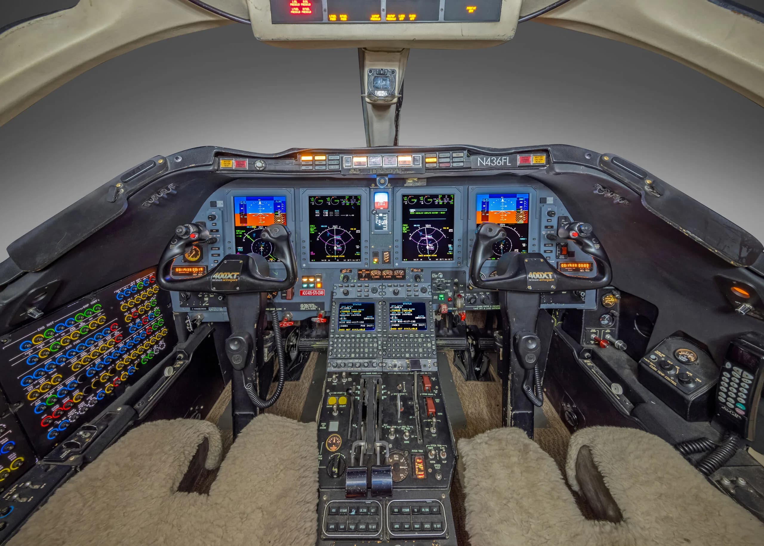 Detailed view of the aircraft's instrument panel and controls.