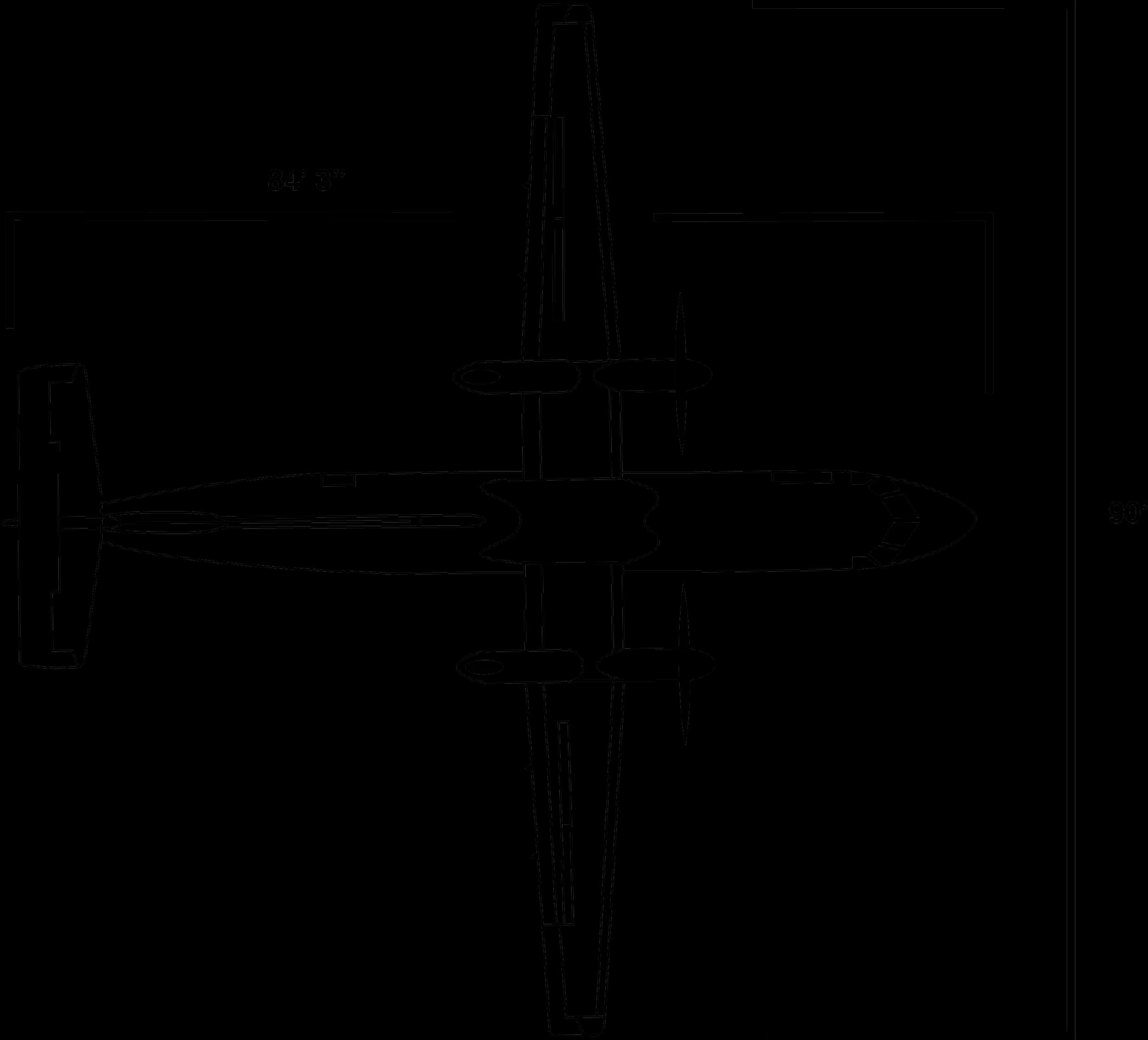 Aircraft schematic diagram with dimensions.