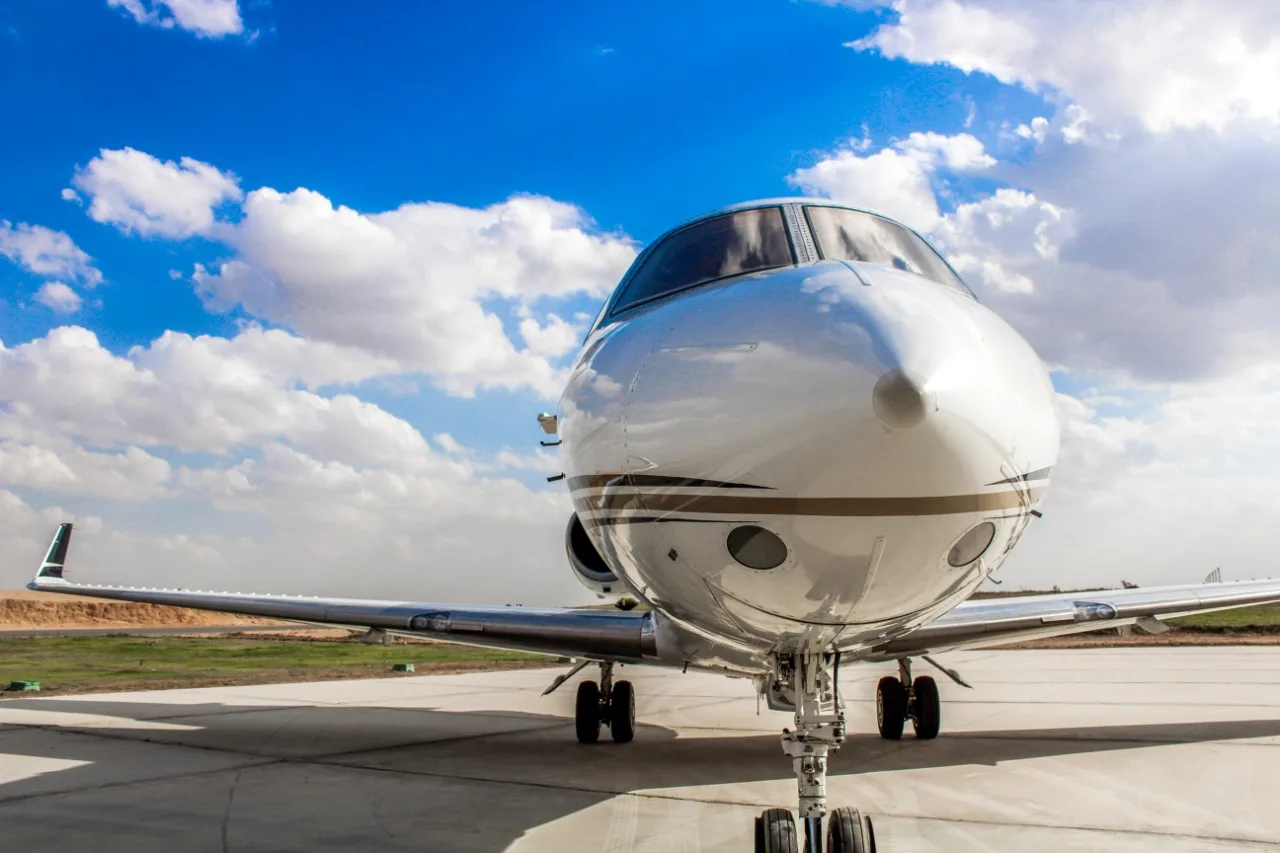 Front view of the SU-MAN aircraft, showing the nose and wings.