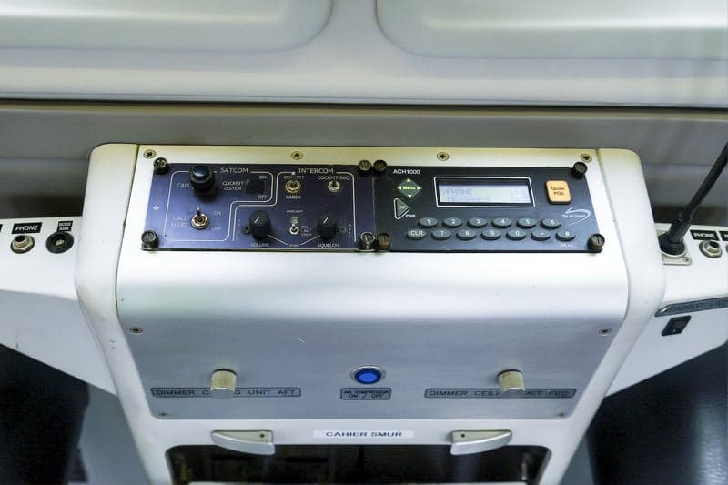 Close-up of the aircraft's communication panel.
