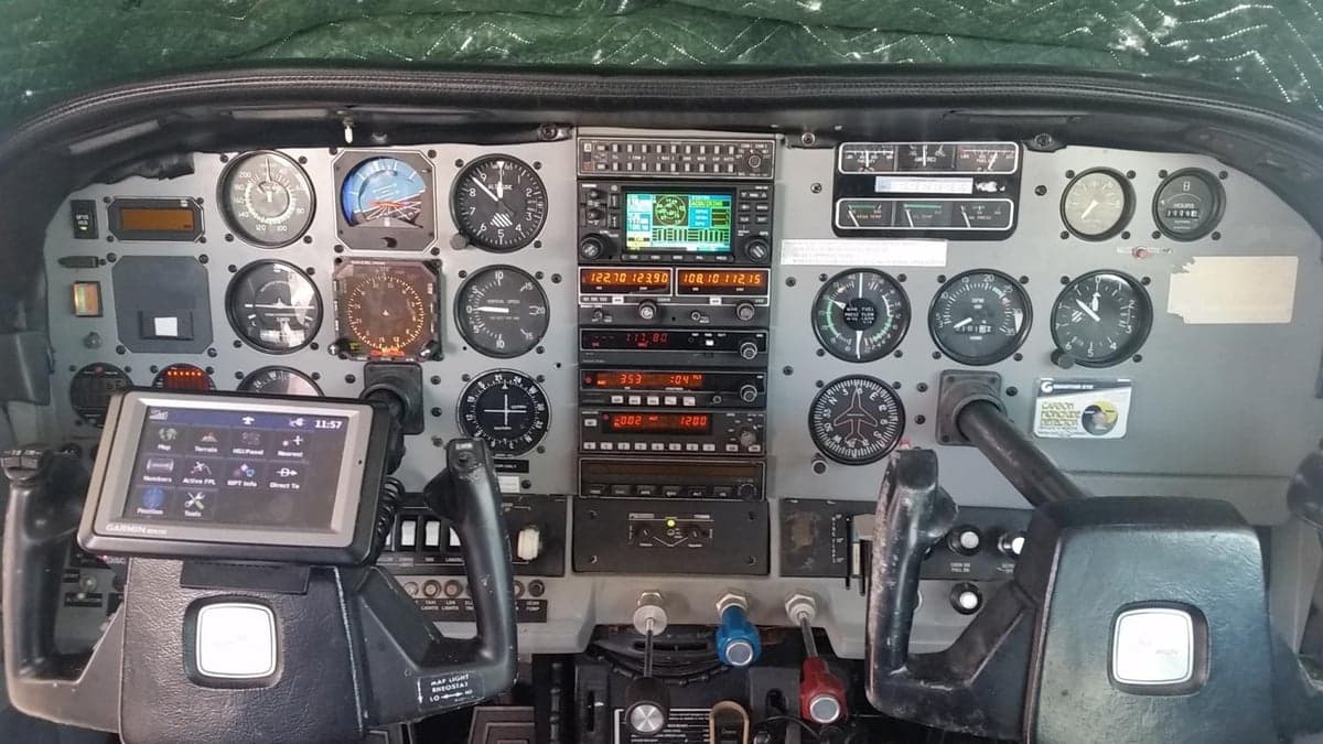 Detailed view of the aircraft's instrument panel.