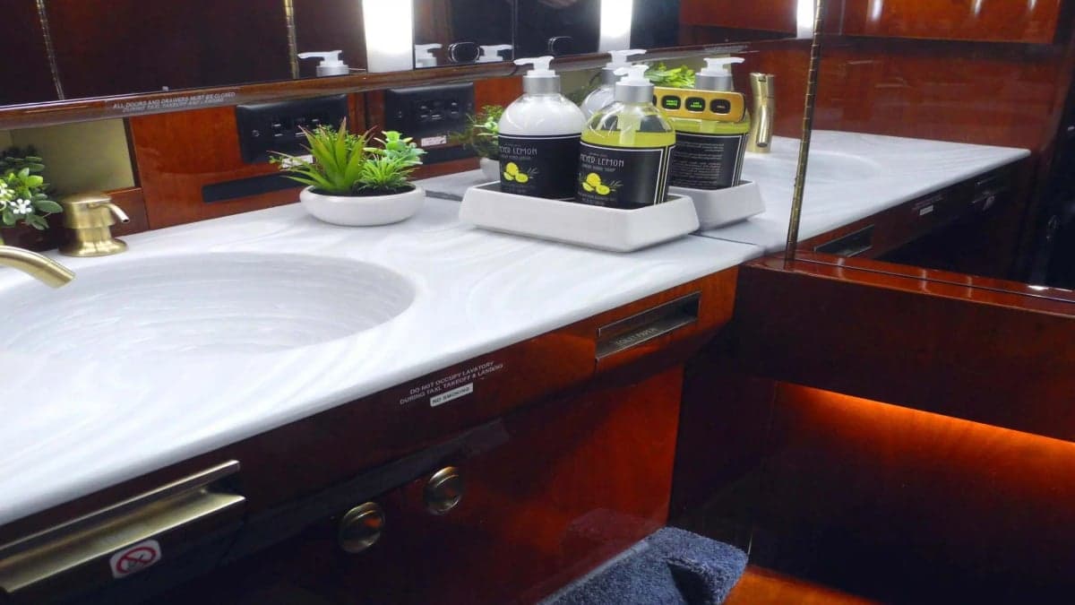 The lavatory in a Falcon jet.