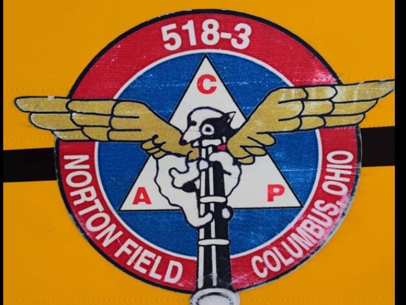 Close-up of the Civil Air Patrol logo on the aircraft.