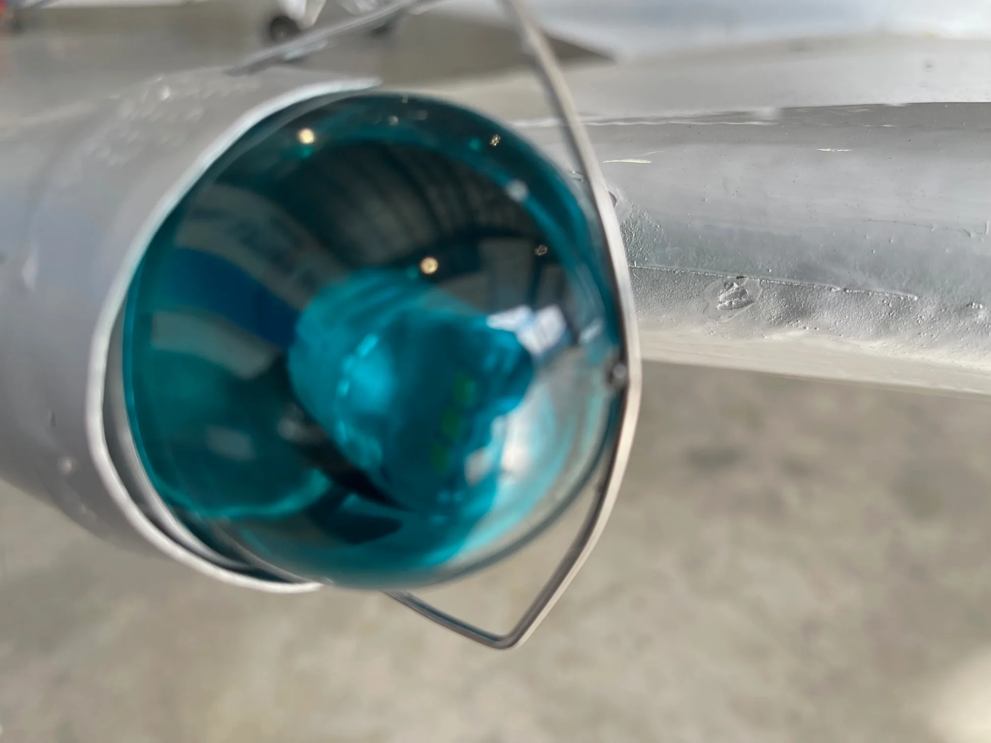 Close up of the landing light on the Ercoupe CF-BMJ.