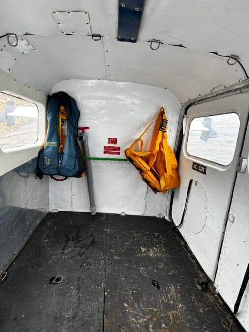 The interior of the de Havilland Beaver shows the rear cargo area.
