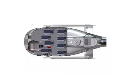 Overhead diagram of the helicopter cabin layout.