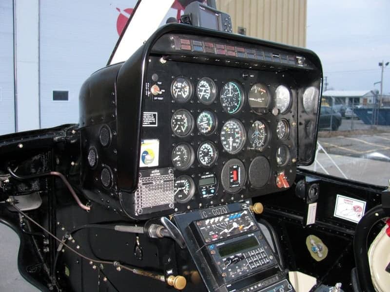 Instrument panel of a Bell 407 helicopter.