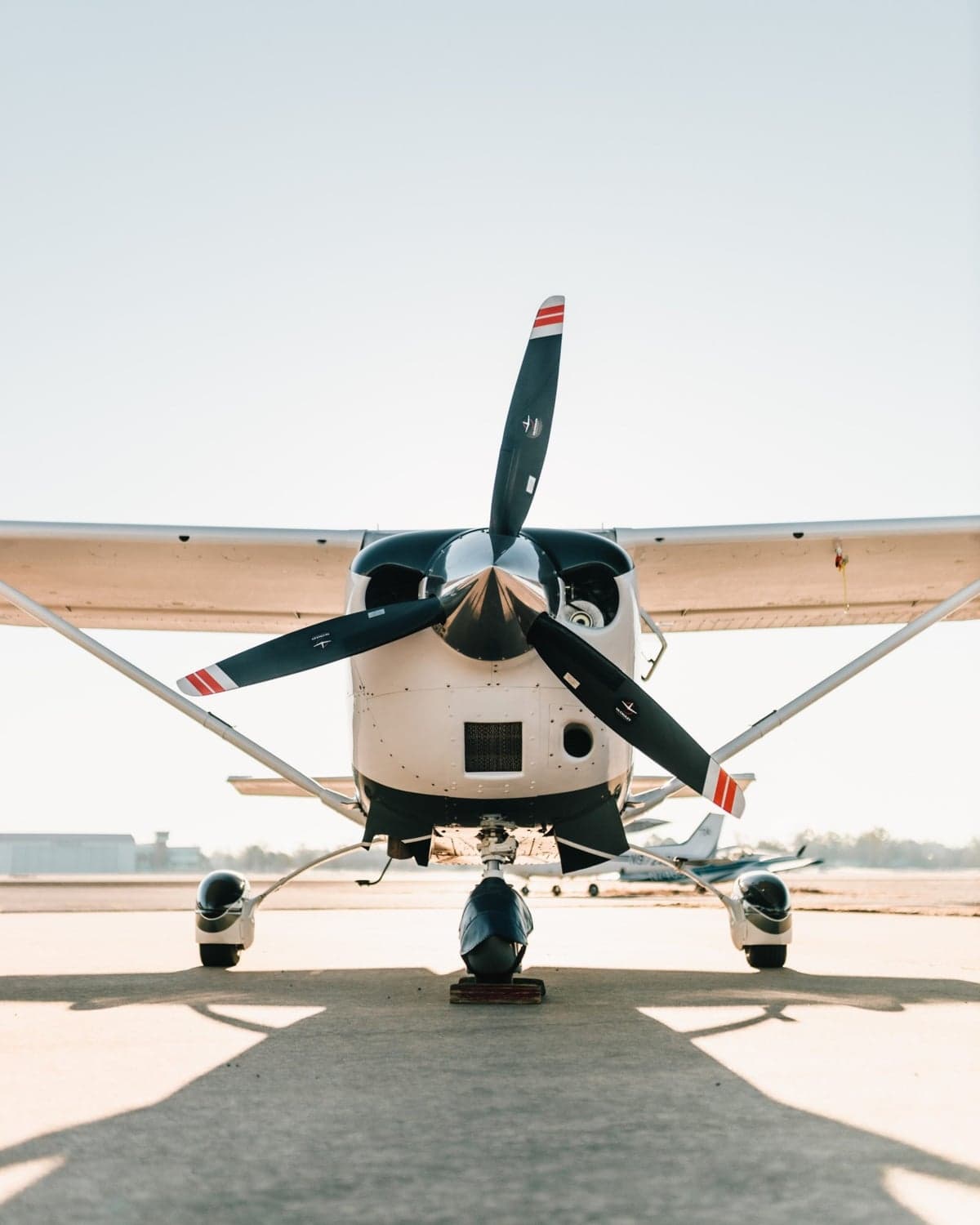 Front view of Cessna 206 Turbo Stationair TC aircraft N273ME on the ground.