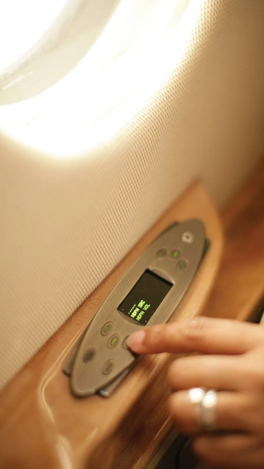 Close up of the aircraft cabin controls.