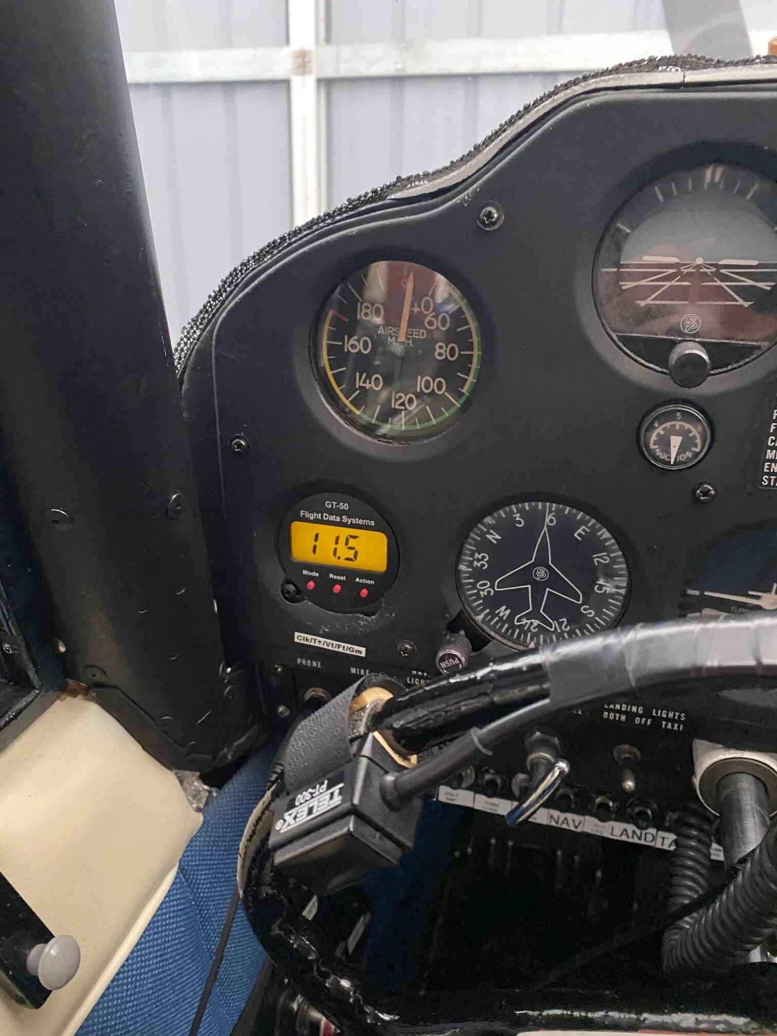 Close up of the Piper Tri-Pacer's instrument panel.