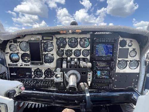 The instrument panel of the Piper Aztec.