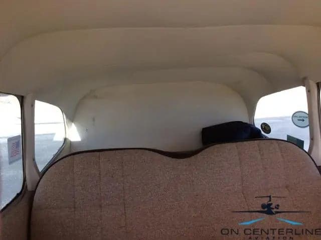 Rear bench seat of the Cessna 172 Skyhawk cabin.