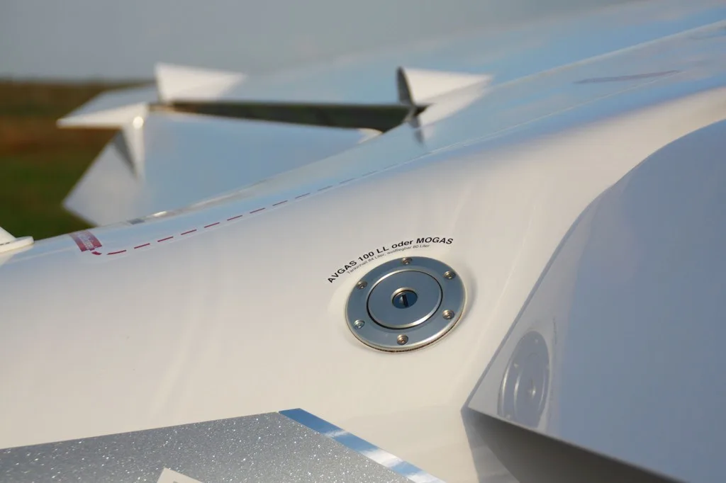 Close-up of the fuel filler cap on a REMOS GX aircraft.
