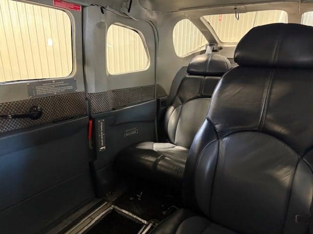 View of the aircraft's cabin seats and interior details.