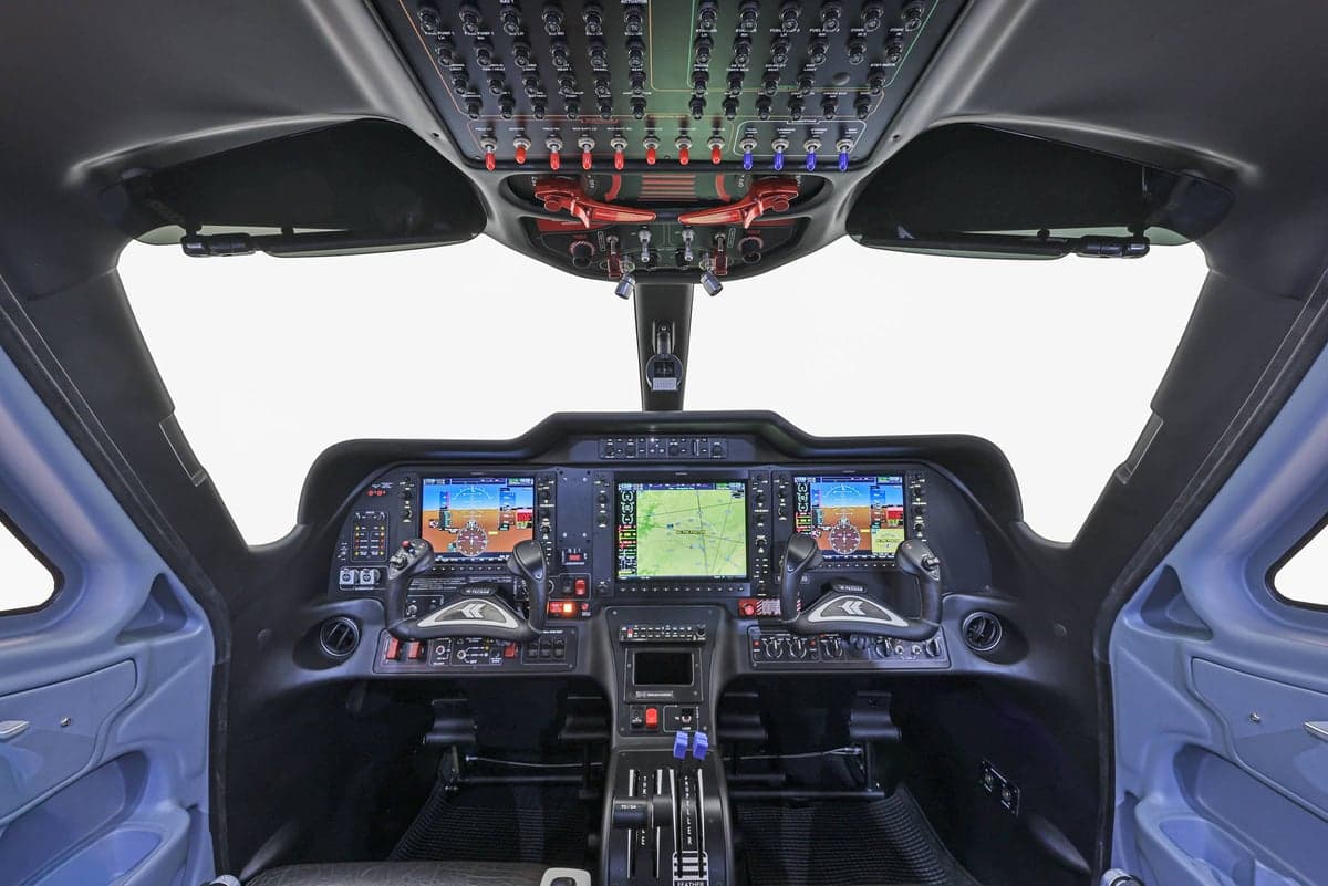 Detailed view of the aircraft's instrument panel and controls.