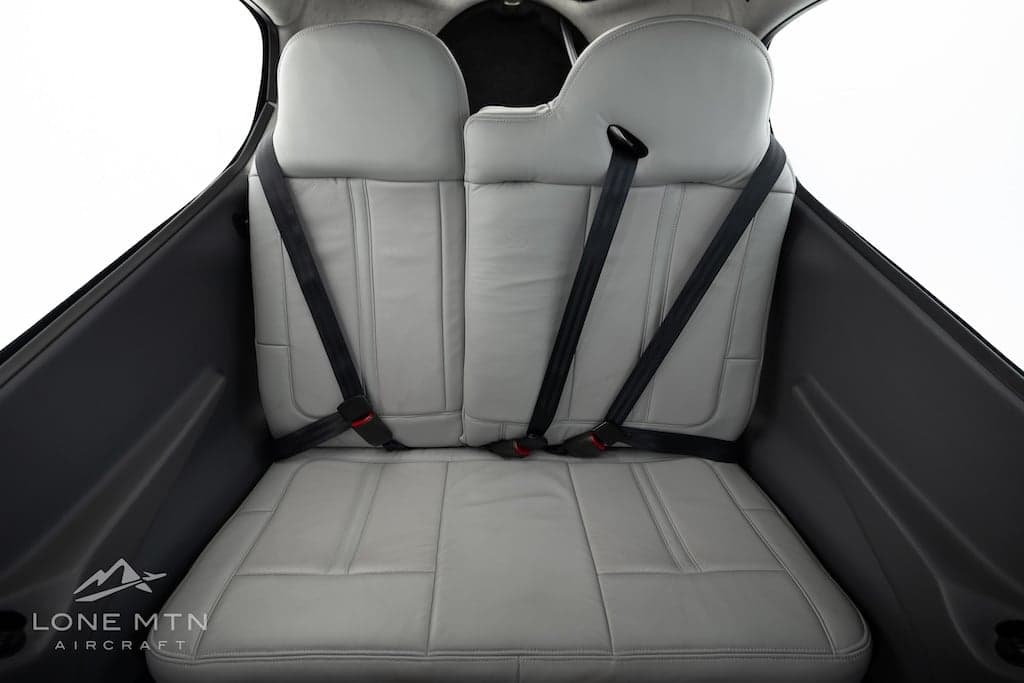 View of the Cirrus SR22T cabin showing the rear seats.