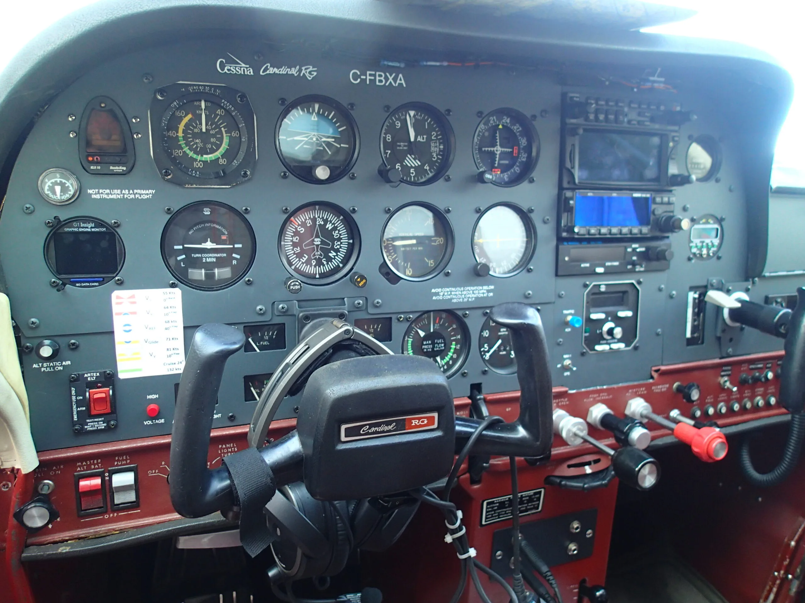 Instrument panel of the Cessna Cardinal RG C-FBXA.