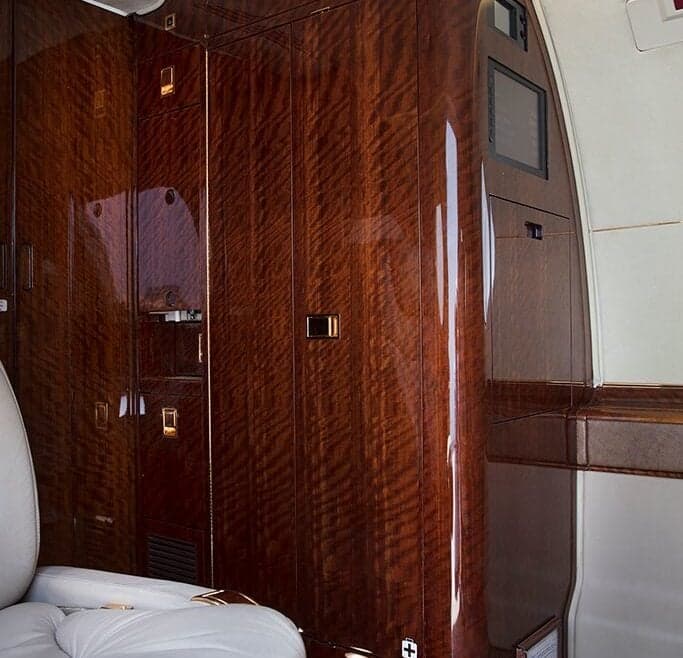Close up of the interior cabinetry and seat.