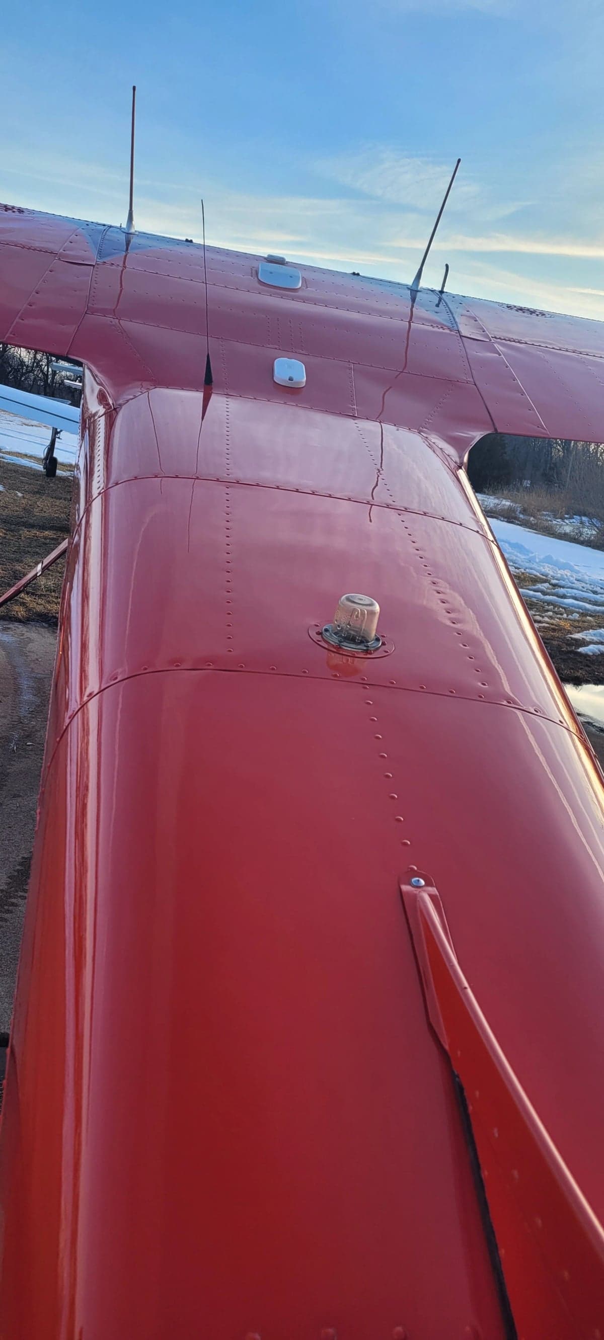 Top view of the Cessna 195 fuselage and wing.